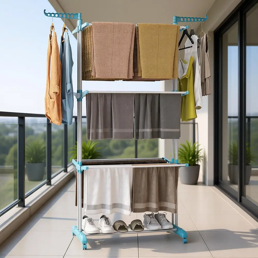 

Складная сушилка для одежды с поворотными боковыми крыльями и съемными полками, передвижная сушилка для одежды для использования в помещении и на улице