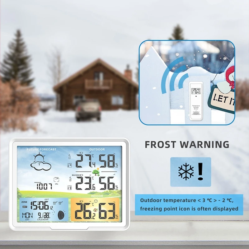 PT20B Digital Previsão Estação Meteorológica, Indoor, Outdoor, Previsão, Calendários, Higrômetro, Umidade, Exibição de Temperatura, Sensor, Plug UE