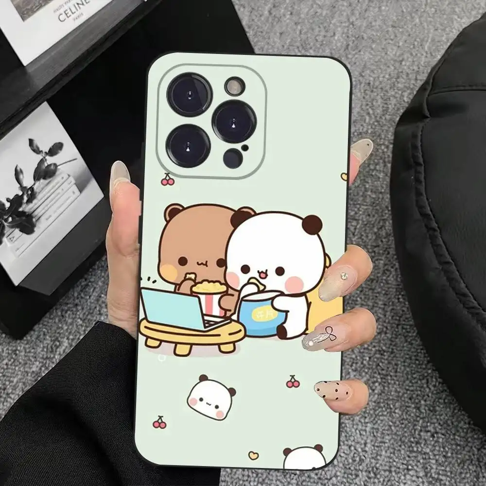 Bonita funda de teléfono BuBu DuDu para iPhone 16,15,14,13,12,11 Plus,Pro Max, XS, X, XR, SE, Mini, 8,7, funda negra de silicona suave