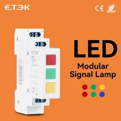 ETEK-Lampe de signalisation modulaire LED sur rail DIN, lampe industrielle, rouge, vert, jaune, bleu, RVB, RGY, AC, 220V-240V