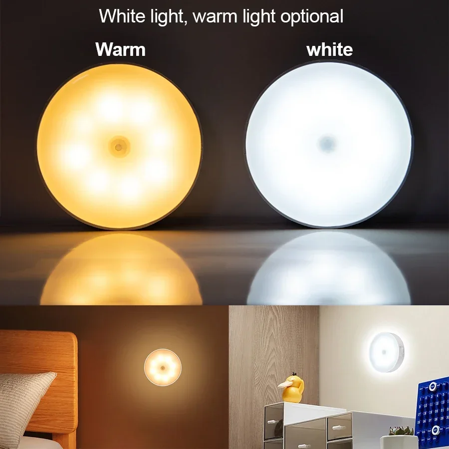 Motion Sensor Light USB Rechargeable Night Light LED Lamp for Kitchen Bedroom Stairs Hallway Cabinet Closet Wardrobe Nightlight