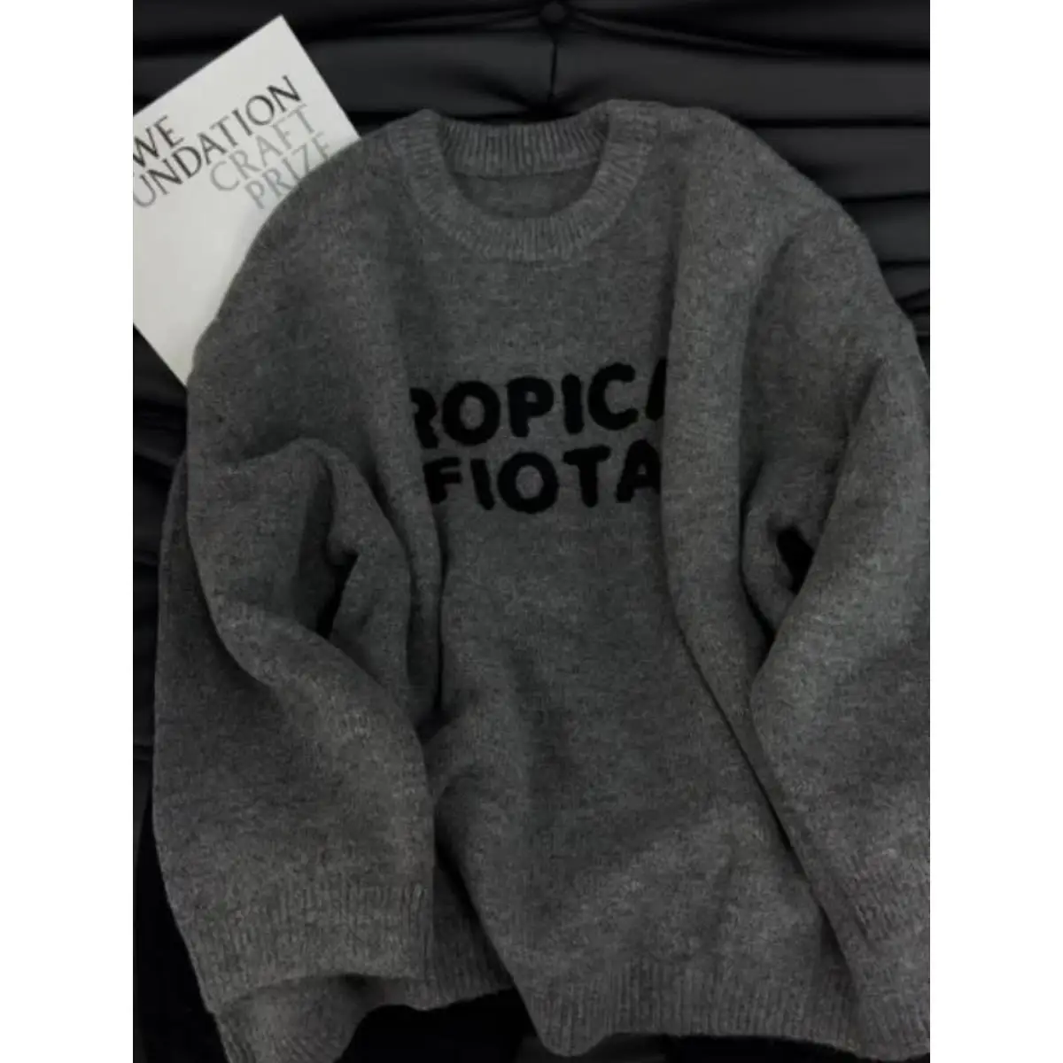 

Ay Вязаный свитер с вышивкой в стиле ретро, свободная внутренняя одежда, женский топ на осень-зиму сезона