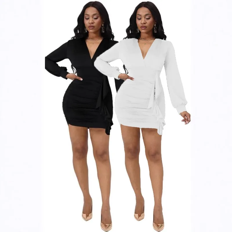 Sexy Pure Desire Black and White Short Skirt V-neck Tight corset 2026 Spring Women's Fashion Leisure City Hiking Date Outdoor