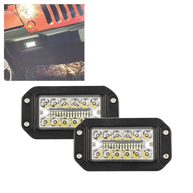 New2Pcs 12V 6 Inch Flush Mount Work Light 26 LED Super Bright Spotlight Car Headlights