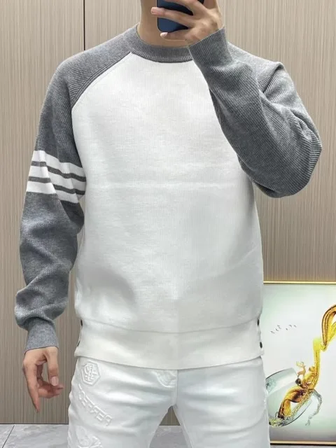 

Новый мужской вязаный свитер: модный, удобный, высококачественный, осенне-зимний, повседневный, универсальный, трендовый, с круглым вырезом, длинный рукав