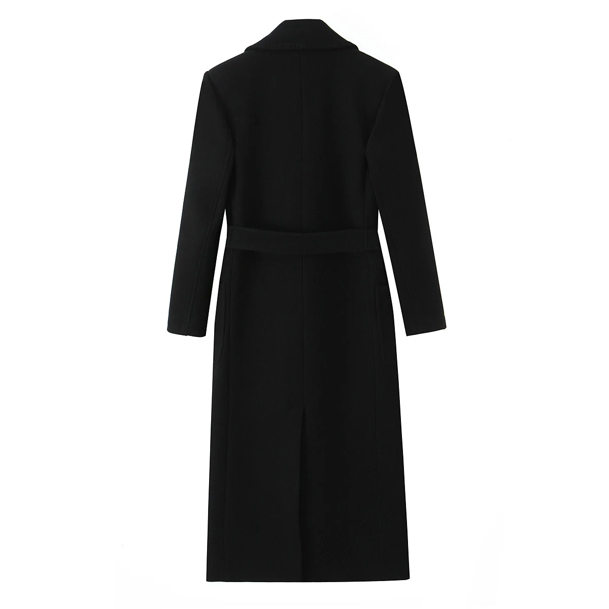 Autumn Women's Lapel Long Woolen Jacket Coat With Belt Elegant Winter Female Solid Coats Fashion Lady Jackets Streetwear 2025