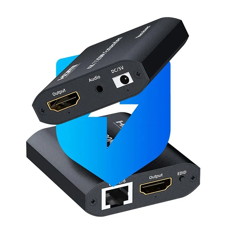 4K@30Hz HDMI Extender over RJ45 Cat5e/6 120M with Loop out HDMI Ethernet Extender with 3.5mm Audio out for PC PS4 Laptop HDTV