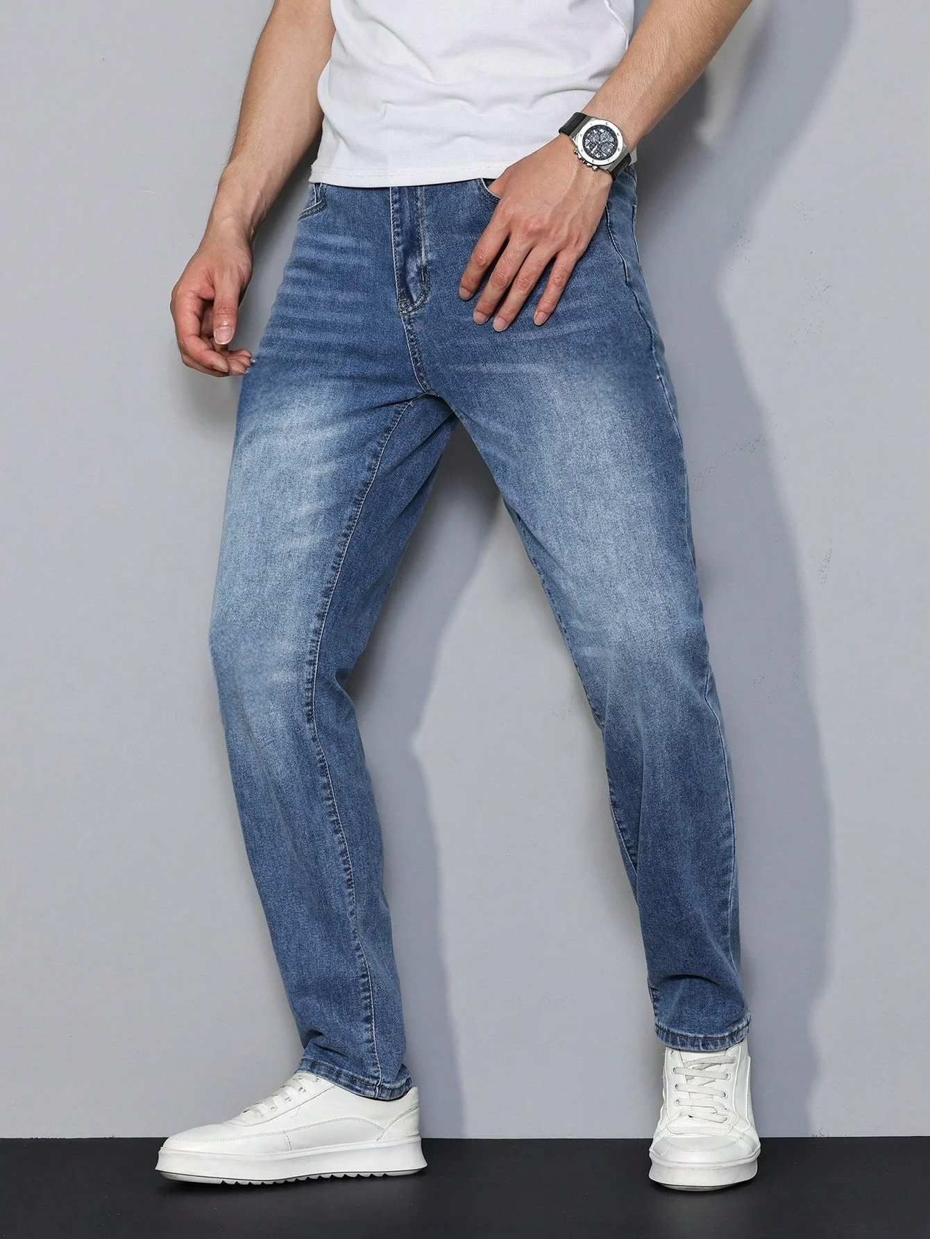 

Classic Blue Y2K Drip Men's Slim Jeans Pant Original Design Daily Wear Trousers No accessories or belts included