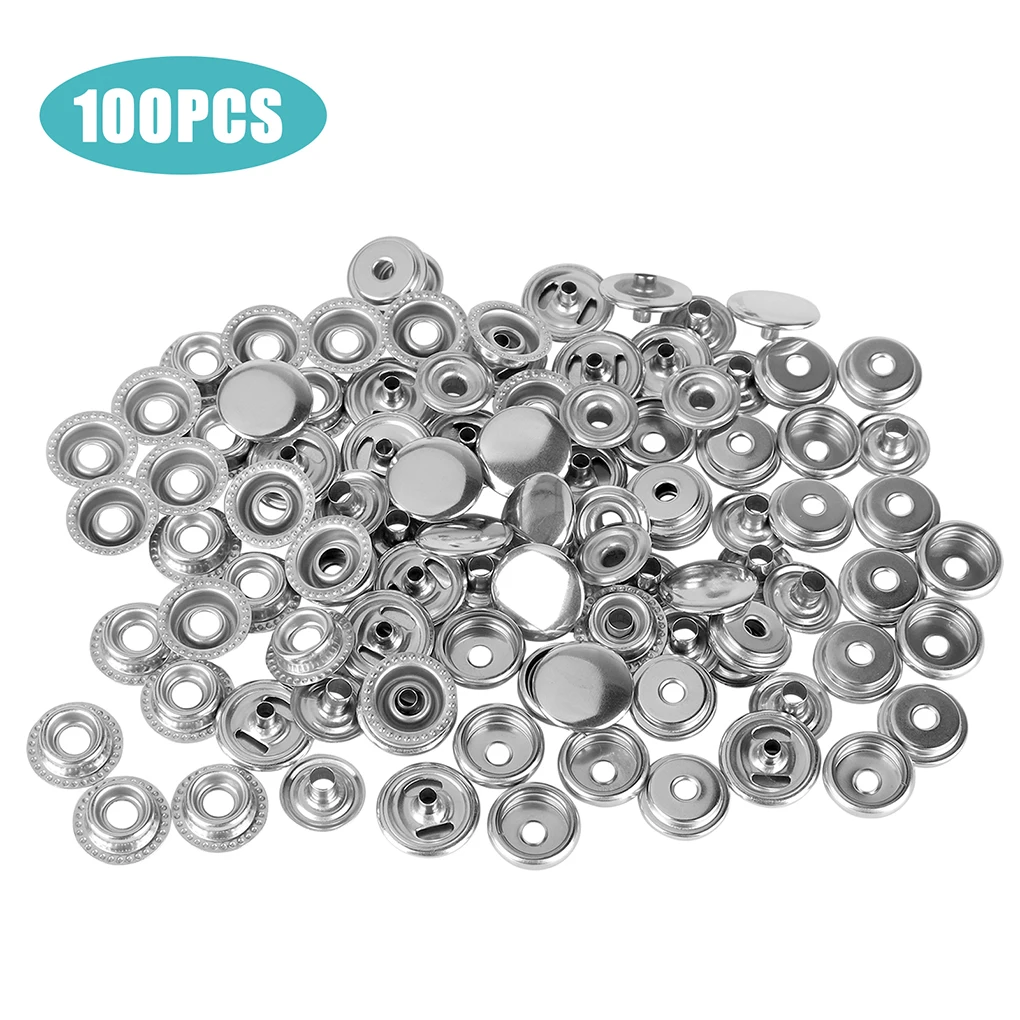 100 Pieces/Kit Stainless Steel Boat Canvas Snap Button Anti-corrosive Heavy Duty Leathercraft Clothing Fastener Screws