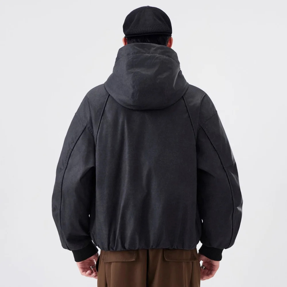 معطف شتوي مبطن سميك للرجال ملابس خروج كلاسيكية فضفاضة غير رسمية دافئة بقلنسوة مبطنة بالقطن سترة ستيت بوي ملابس خارجية