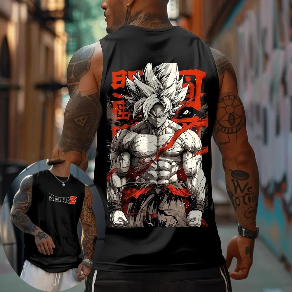 

Dragon Ball Men Vest Tank Top Son Goku Summer Anime Spring And Autumn Sports Fitness Running Y2k Sleeveless Top GYM