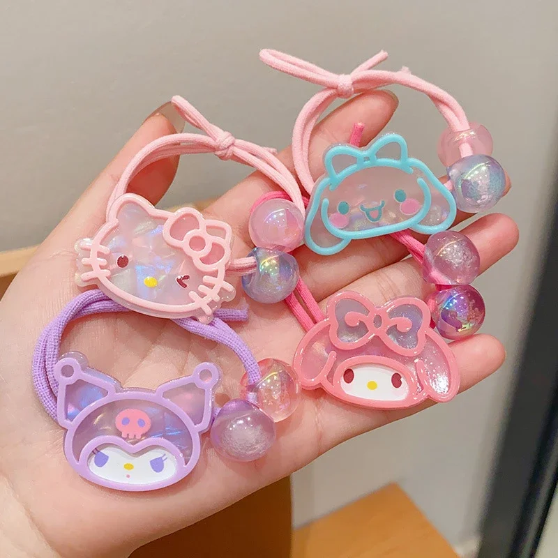 Sanrio Hello Kitty Silica Gel Hair Rope Cute Cartoon Kuromi Cinnamoroll Fashion High Elasticity Hair Accessories Holiday Gifts