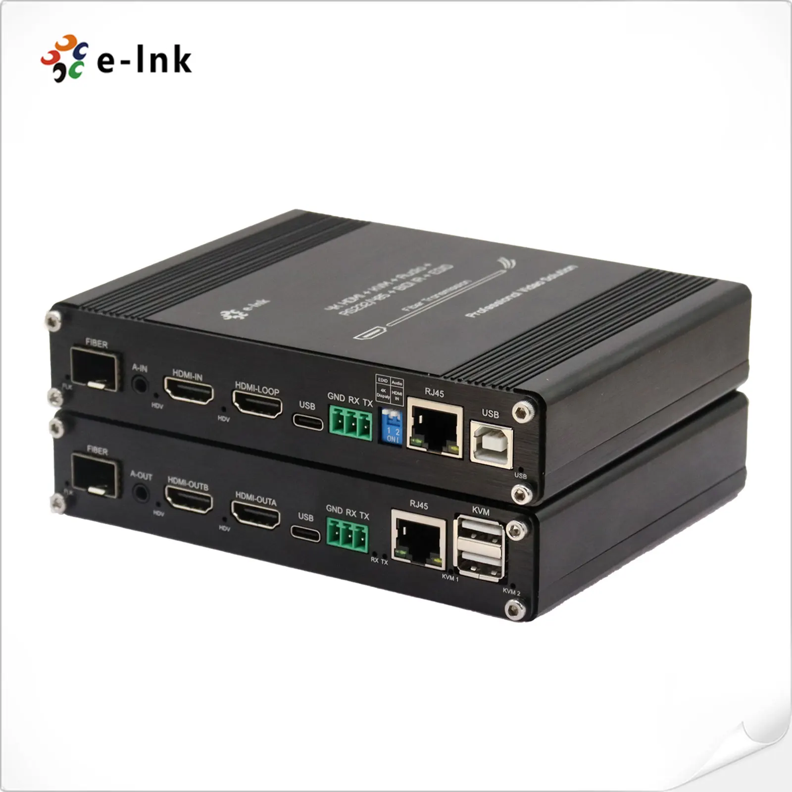 4K@60Hz HDMI Fiber Extender with KVM, Audio, RS232/RS485, 10/100M TCP-IP & Bi-Directional IR — SFP Included SMF Up to 20km