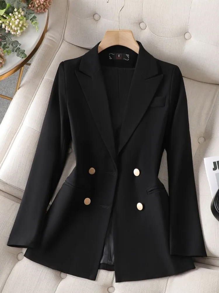 Blazers de negocios para mujer, chaquetas de oficina, Color sólido, elegante, combina con todo, moda informal, Blazer cómodo