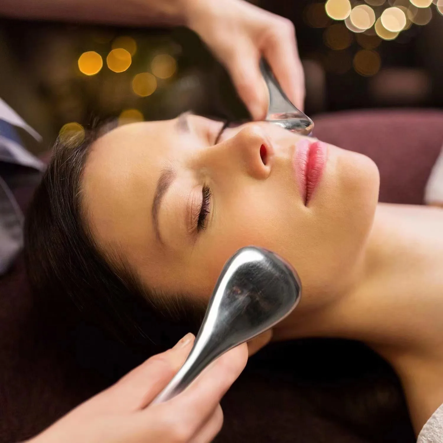 

Stainless steel facial beauty ice spoon massager eye cold compress spoon lifts skin shrinks pores ice wave ball Skincare