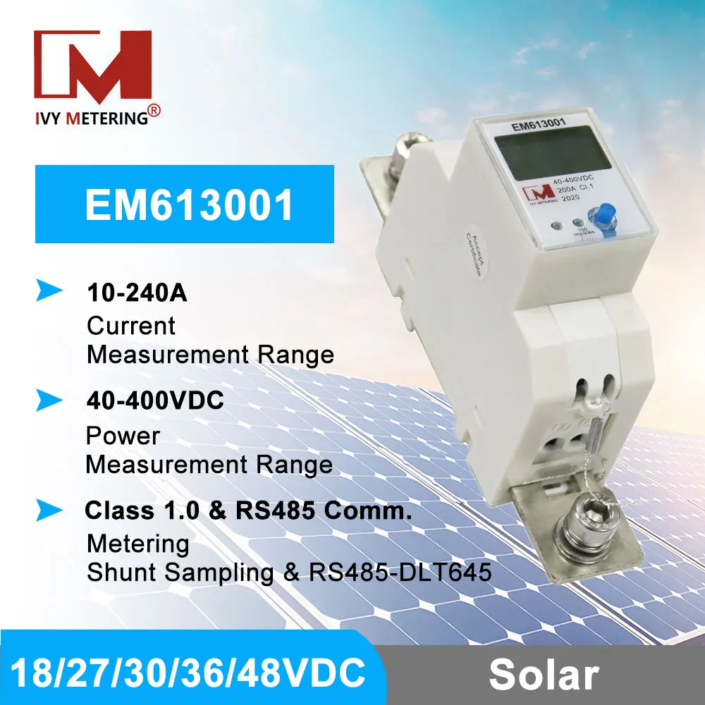 EM613001 Din Rail 150A 40-400V RS485 Energy Monitor DC fotovoltaico Smart Meter per batteria 48V