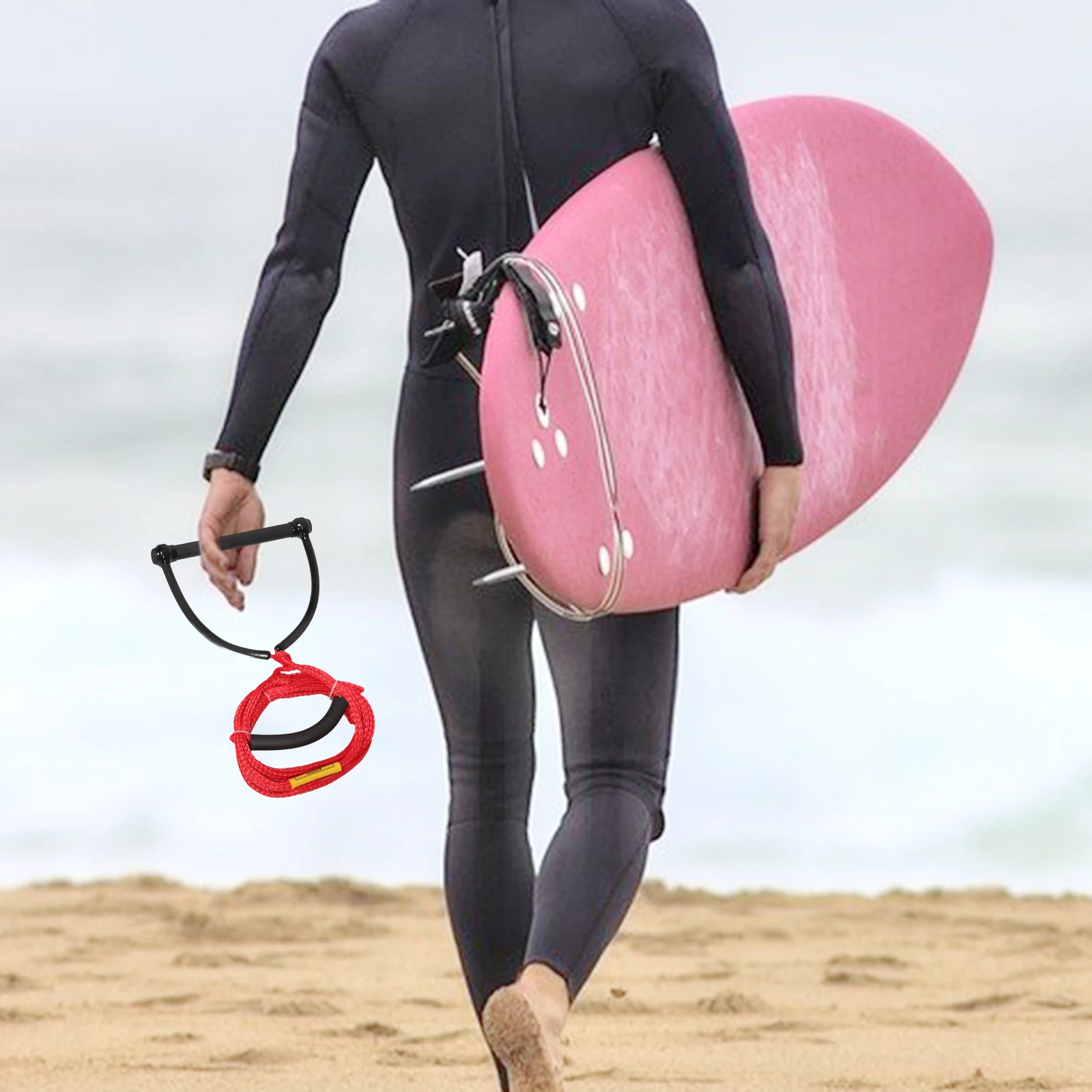 

Heavy Duty Water Ski Wakeboard Rope With Handle Durable Uv Resistant Bright Color Long Lasting For Skiing Knee Board