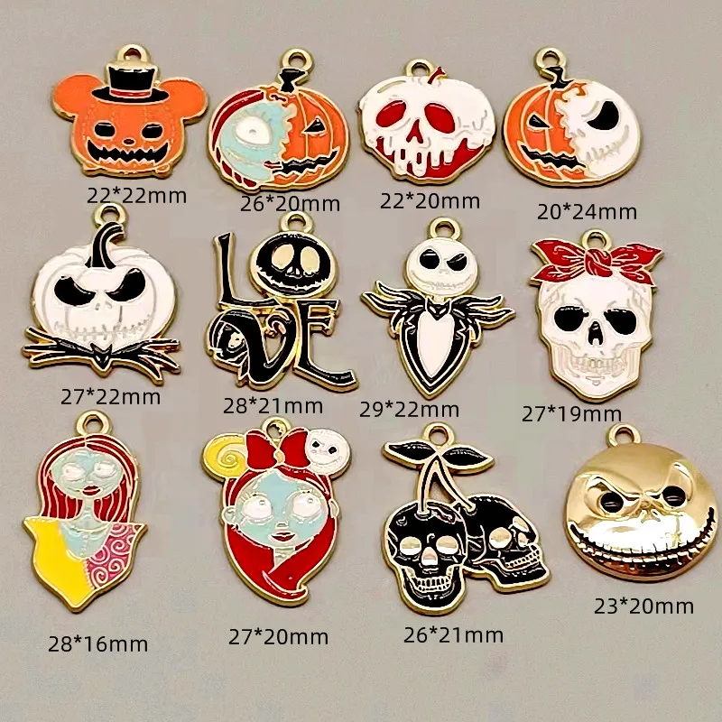 10 قطع الكرتون سحر هالوين حزب الهدايا جميل الجمجمة شبح القرط قلادة DIY المفاتيح سوار قلادة المجوهرات #6