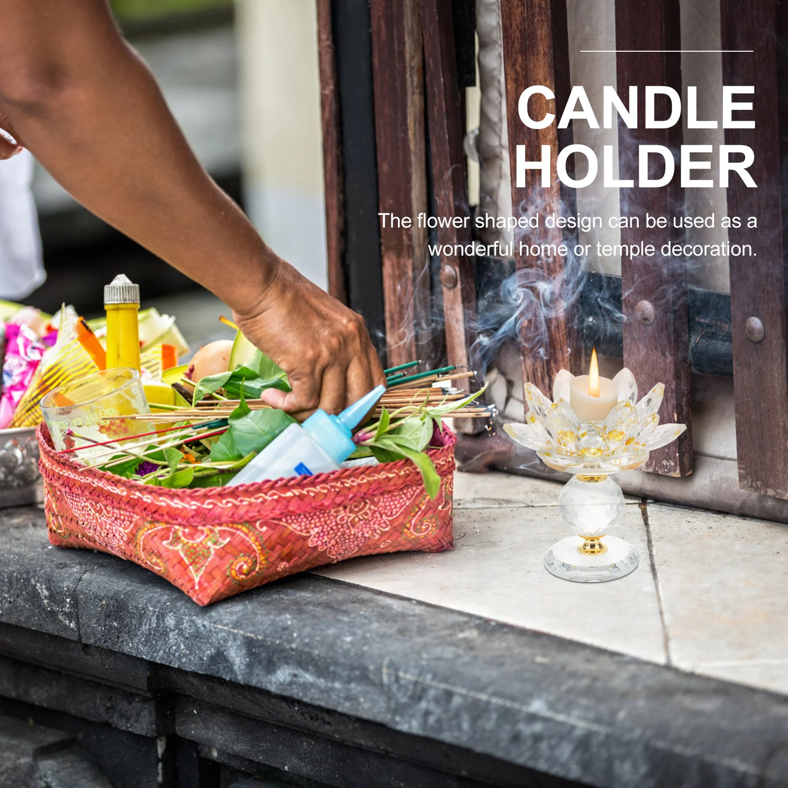 

Clear Crystal Flower Tea Light Holder Votive Home Decor Elegant Design for Bedroom Living Room Holder