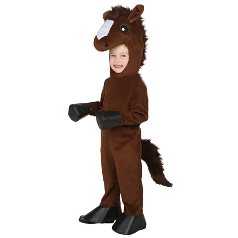 

Animals Brown Kids Horse Costume Outfit Boys Girls Party Role Playing Dress Up Jumpsuit Children Halloween Cosplay Costumes Suit