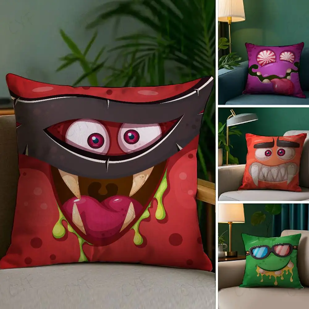 

Funny little monster emoticon pack Pillow Case Custom Printed Brushed Fleece Pillow, Baby Skin-Touch, Eco-Friendly Dye-Sublimati