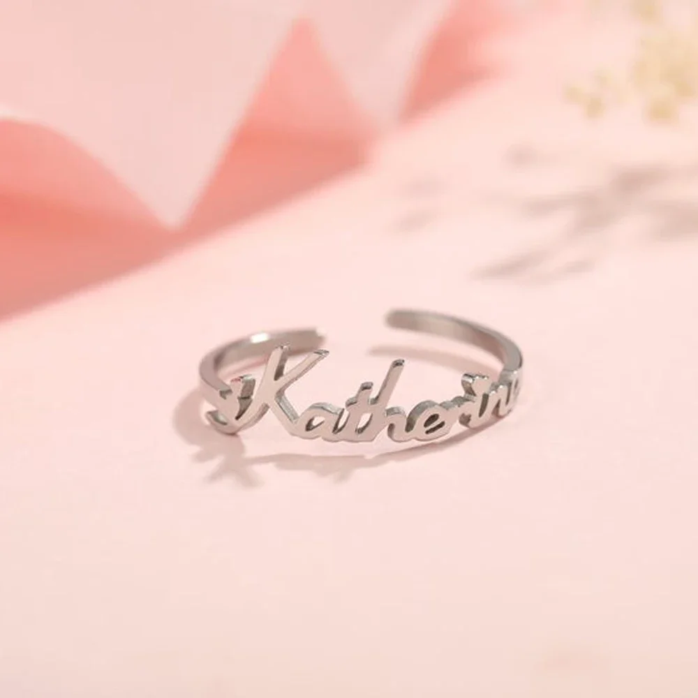 rings for women Personalized Custom Name Open Stainless Steel Adjustable Ring jewelry Valentine Day Romantic Gifts anillos mujer