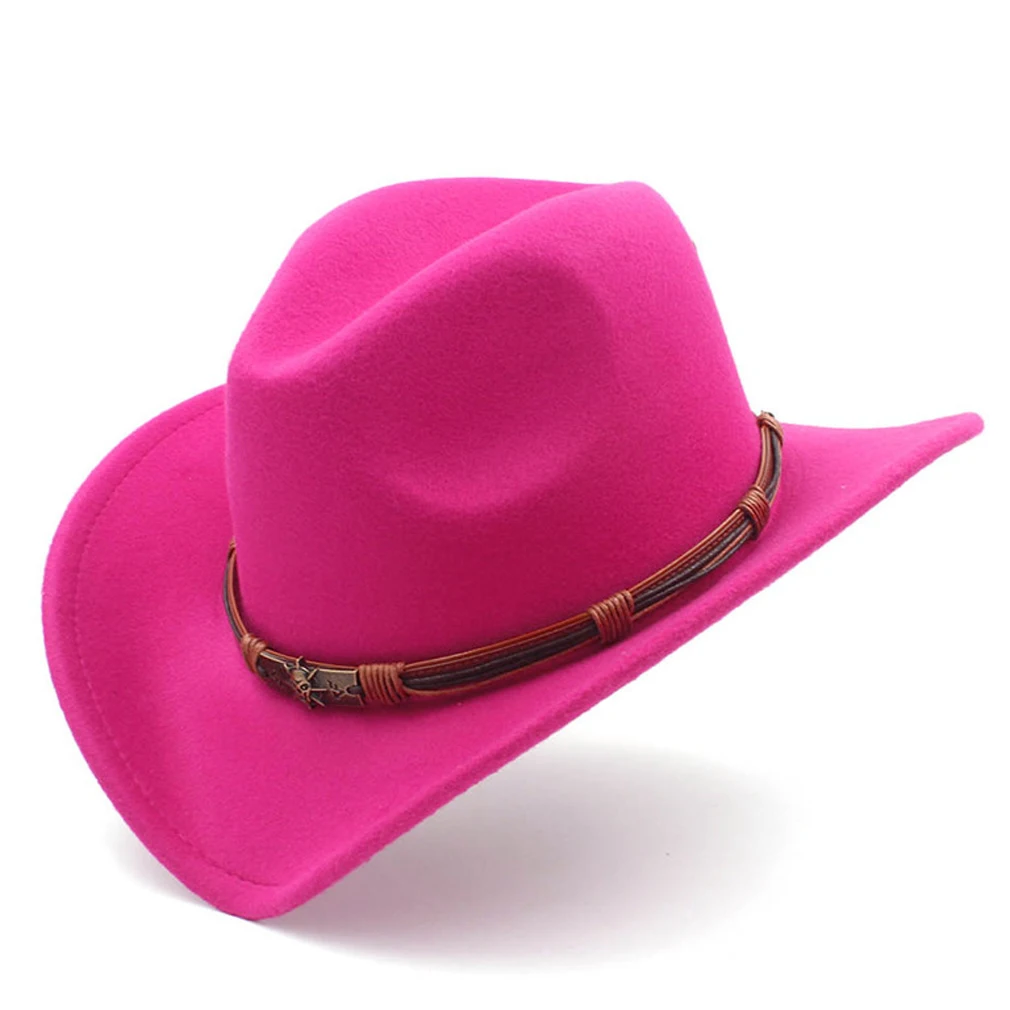 Damen Herren Cowboyhut Unisex Western Style Cowgirl Caps Fedoras mit handgefertigtem Hutband für Halloween Geburtstag Party Cosplay – Detail 15