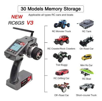 Radiolink RC6GS V3 2,4 G 7-Kanal-RC-Funksender und Gyro-Empfänger R7FG Neue verbesserte Fernbedienung für RC-Car-Boot