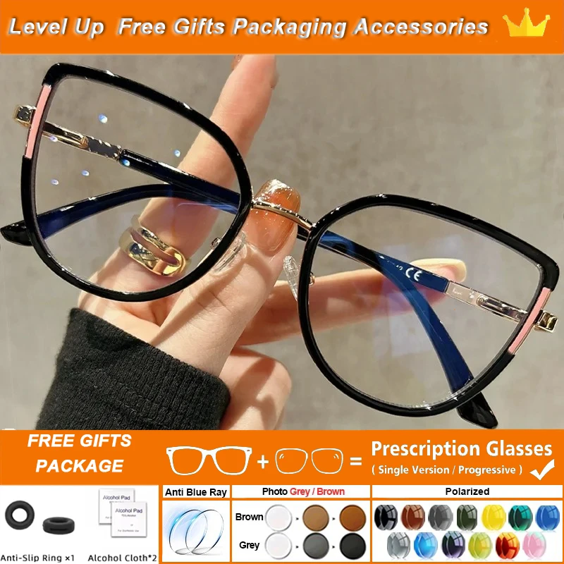 

OLLYMURS квадратные очки для чтения «кошачий глаз» в большой оправе, модные женские очки премиум-класса для близорукости, анти-синий свет, очки по рецепту