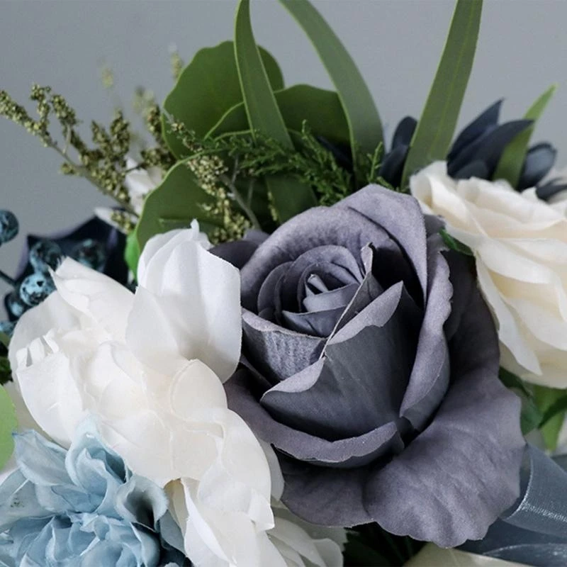 

Букет из искусственных цветов с листьями и завязками на стебле, Декор из шелкового искусственного цветка на День святого невесты