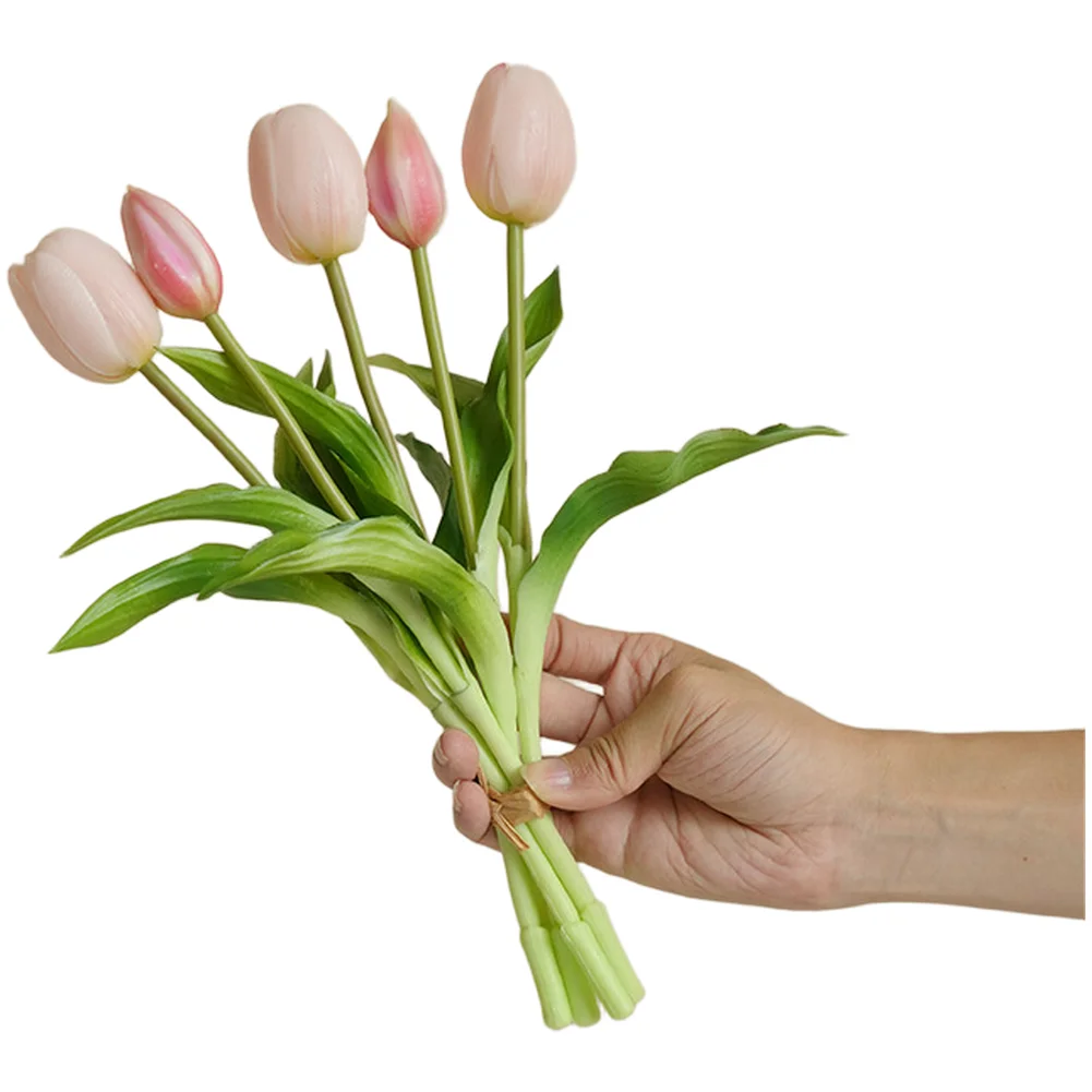 Party Decoration Rubber Tulip Wedding Bouquet Props Flower Flexible Wired Stems Bendable Stems Sturdy Wire Core