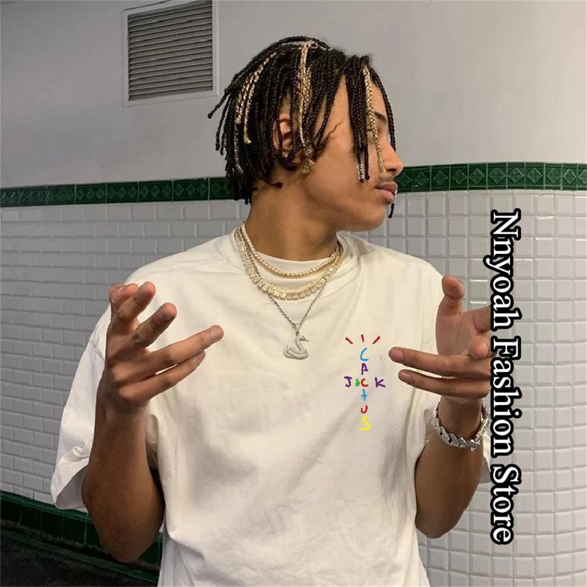 

Travis Scott CACTUS JACK T-Shirt Men Women Summer Vintage Cotton Tops Tees Kids Colorful Letter Print Clothing Daily Streetwear