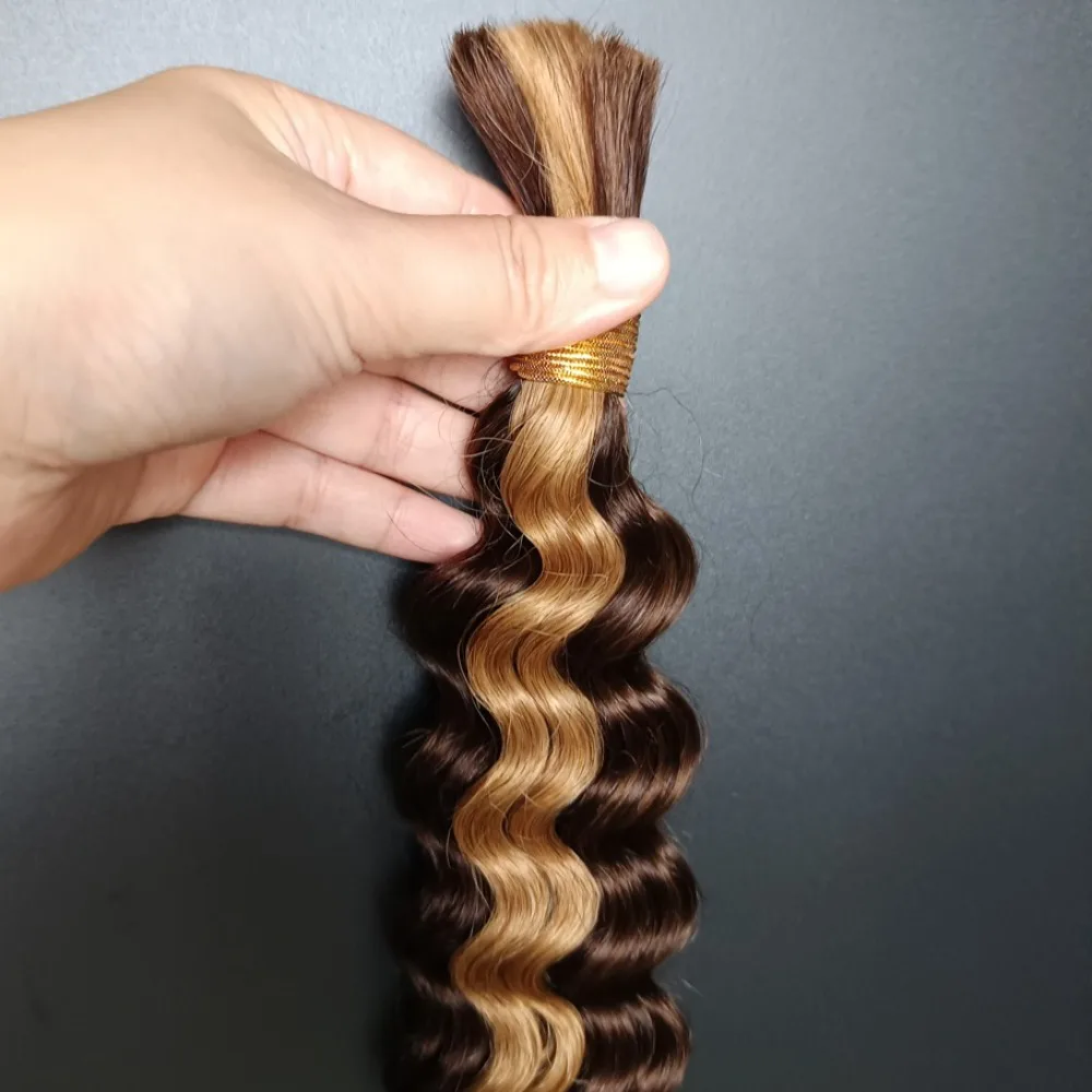 100 г/шт. P427 Выделенные объемные волосы для плетения глубоких волн человеческие волосы оптом без утка медовые светлые волосы для наращивания 1/2/3 шт. косы для волос