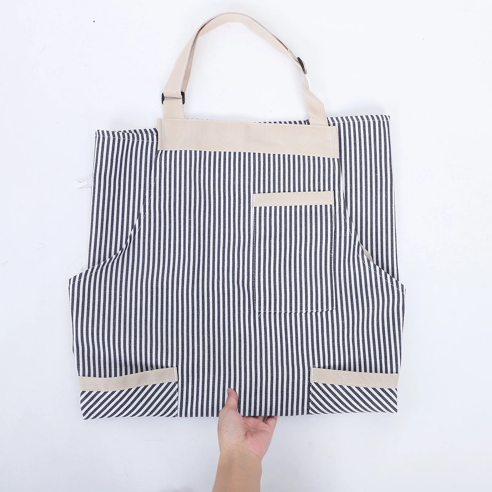 

2Pcs Adjustable Striped Baking Apron Stylish Kitchen Chef Apron with Large Pocket Breathable Material Multiscene Use Easy Clean