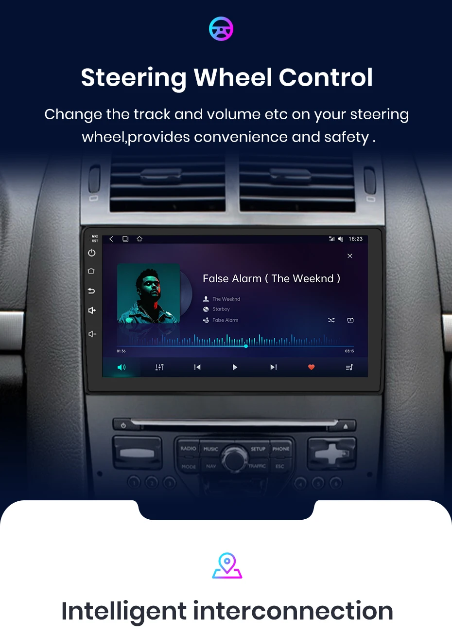 Junsun Kabelloses CarPlay Android Auto Autoradio für Peugeot 407 2004-2011 2 DIN Multimedia-Stereoanlage mit Eingebautem Kühlventilator GPS-Navigation SWC Bluetooth FM RDS DSP IPS-Bildschirm Auto-Intelligentes System 4G WiFi 8-Kern Plug&Play Haupteinheit – Detail 14