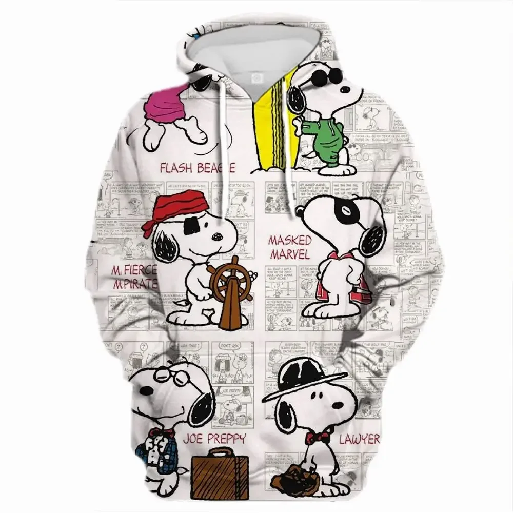 2024 Spring and Autumn Children\'s Adult Parent-Child Sweater 3D Printing Cartoon Animation Snoopy Personality Fashion Streetwear