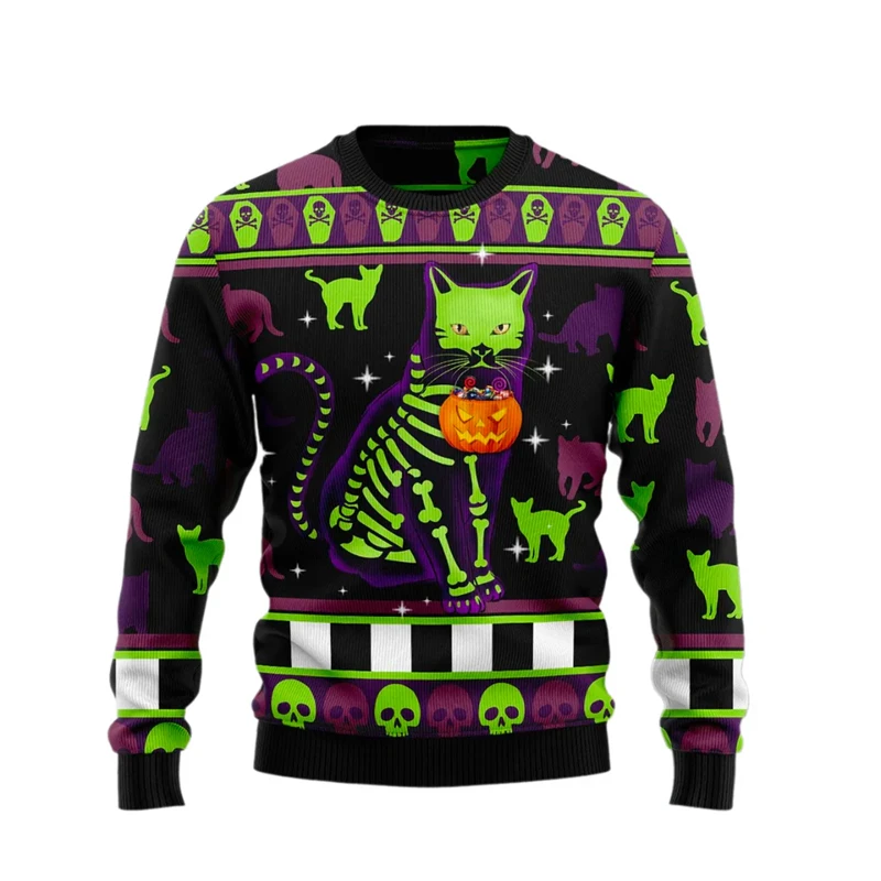 

2024 Spring And Autumn New Men's Fashion Cat 3D Digital Printing Ugly Sweatshirt Hoodie Loose Casual Daily Street Sweater Tops
