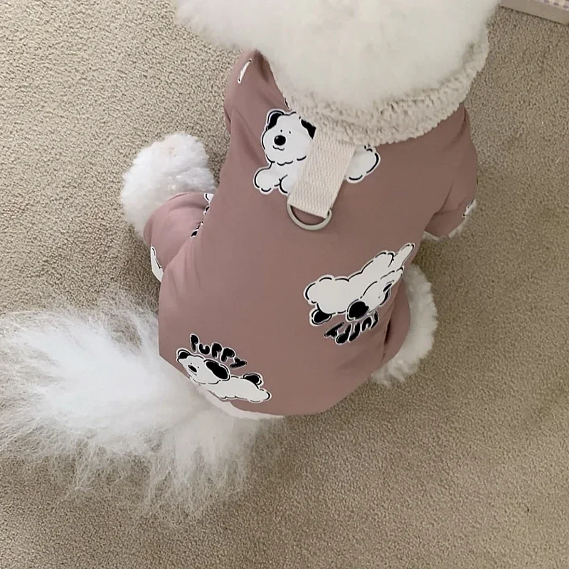 Cute Warm Pet Dog Clothes Four-legged Cotton Coat Teddy Winter Clothes Cat Small Dog Thickening Jumpsuits Puppy Suit Jackets