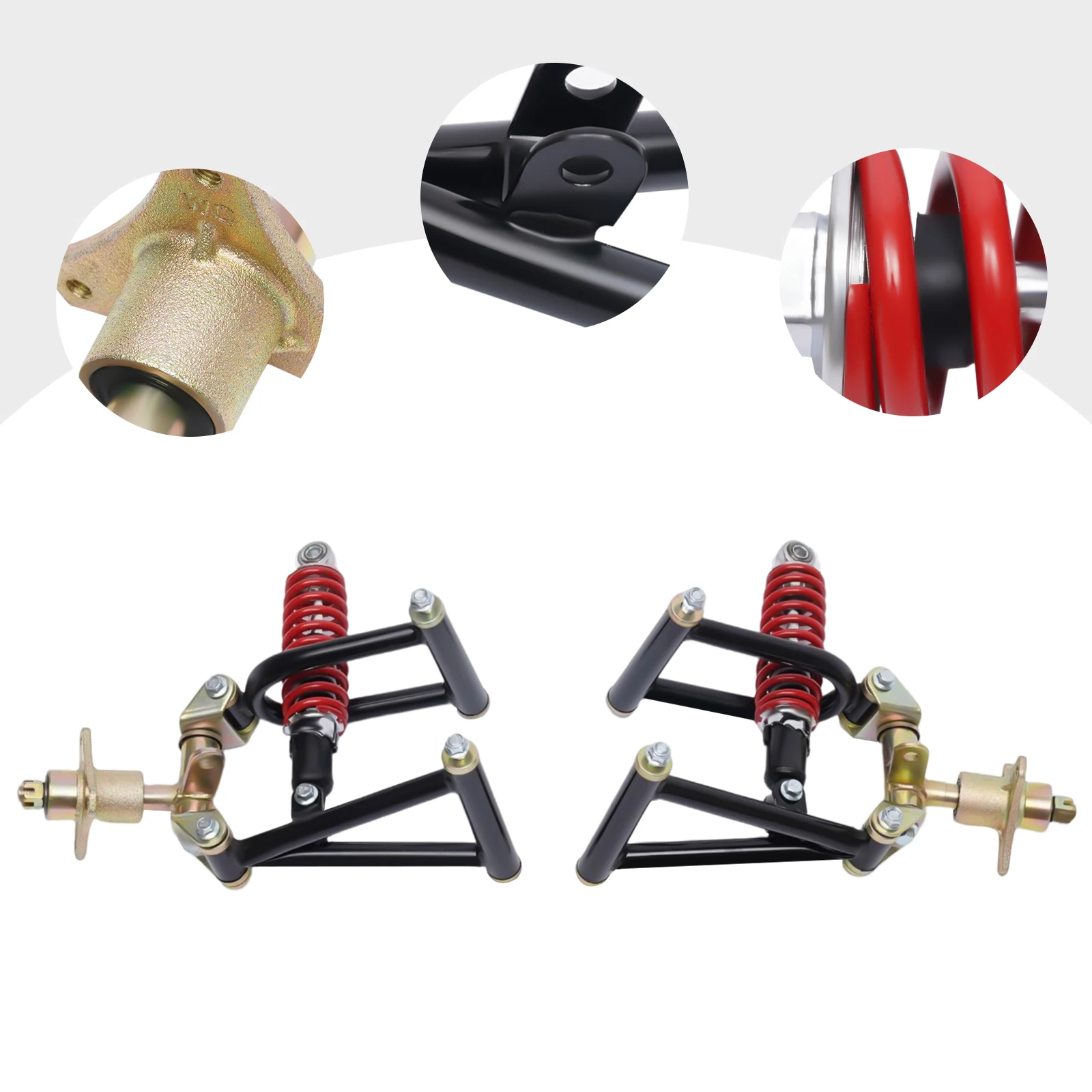 220mm 3 holes Front Suspension Upper/Lower Shock Swingarm Kit for ATV Quad Bike Go Kart Stable and  Durable  Bike Accessories