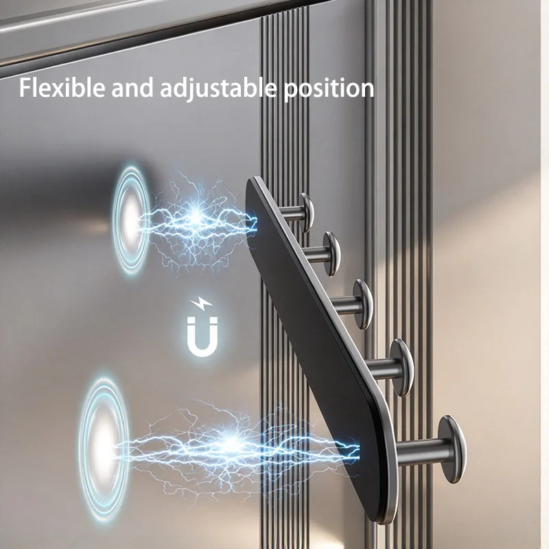 Magnetic Suction Punch-free Hook Refrigerator Door Multi-functional Wall-mounted Coat Storage Rack Entrance Door Rear Shelf