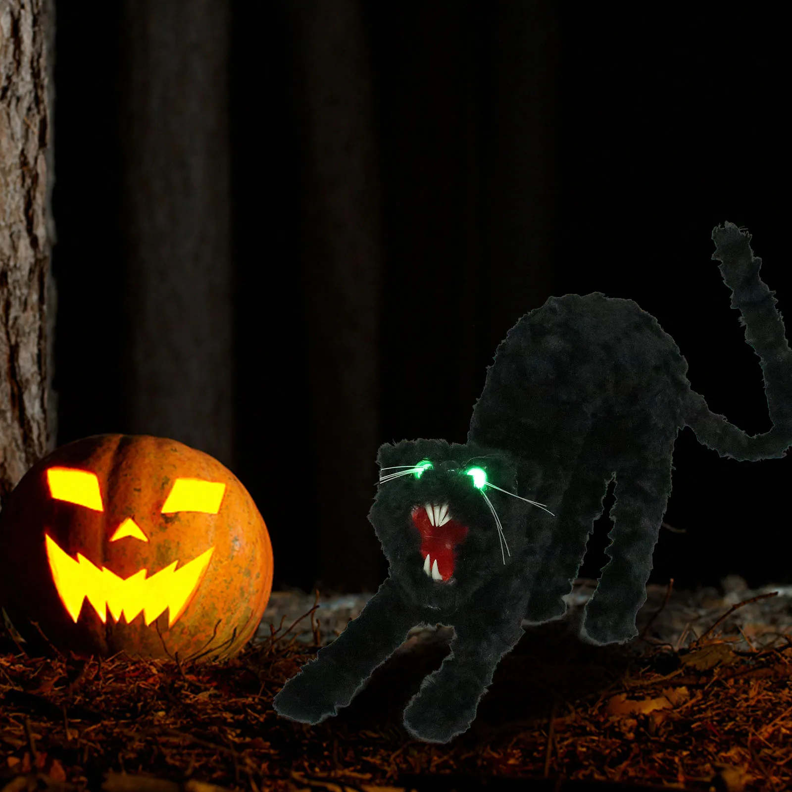 

Halloween Decoration Simulated Black Cat Scary Prop for Garden Outdoor Indoor Party Lifelike Cloth Foam Cat Statue Sculpture