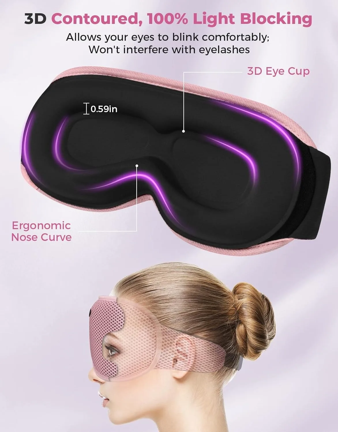3D Bluetooth Sleeping Mask Headphones Eye Mask Comfortable Wireless Music Call Sleep Mask Noise Reduction Sleeping Adjustable view 3