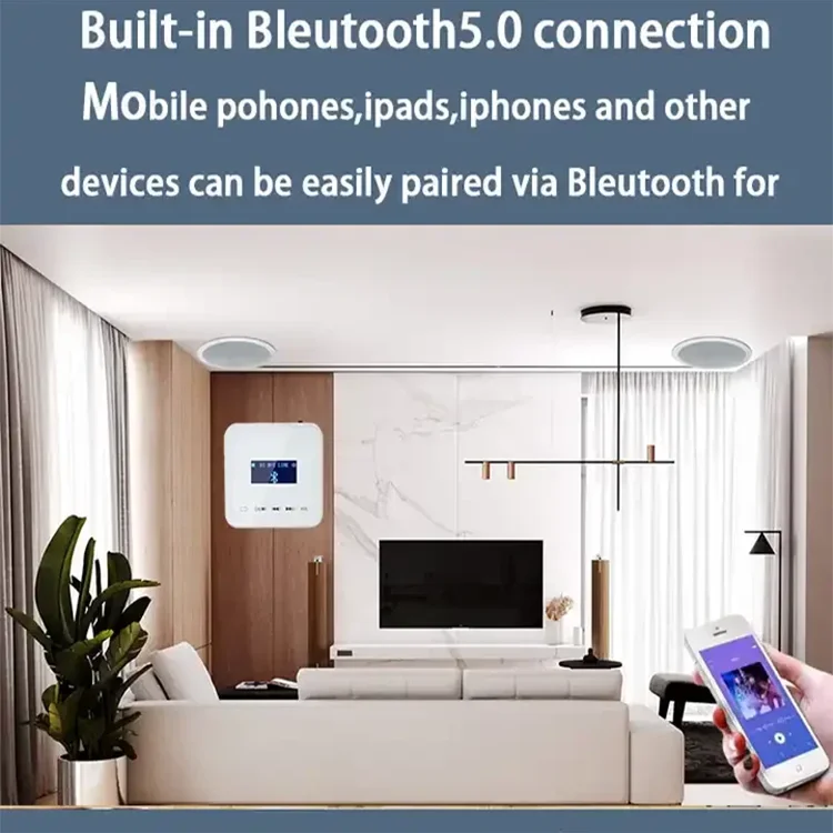 Bluetooth壁アンプ,タッチキー,家庭用バックグラウンドミュージックコントローラー,バスルームとキッチン用,4チャンネル