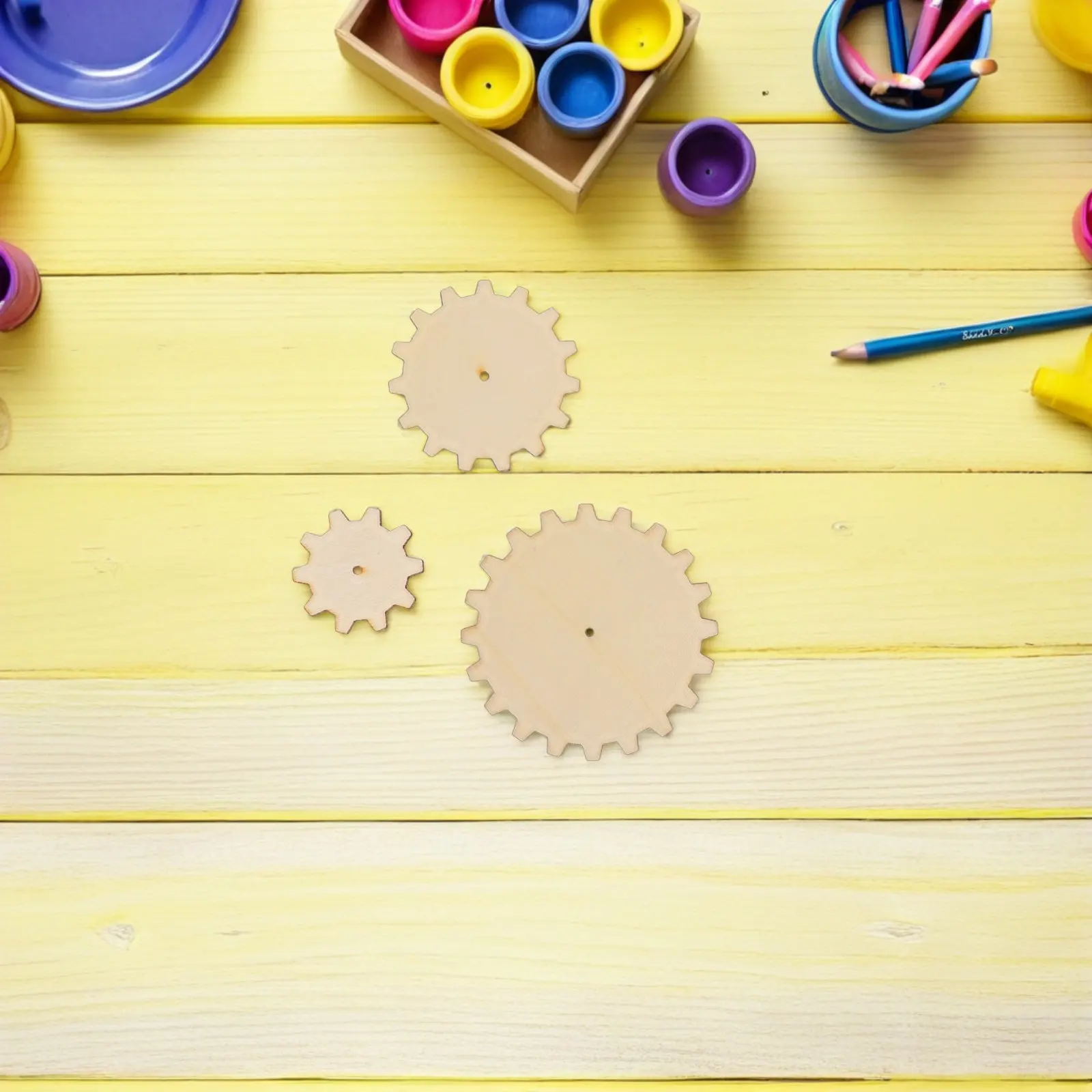 

30Pcs DIY Wood Gear Set 3 Sizes Unfinished Blank Wooden Pieces Creative Craft Decor Educational Gears Crafting Wood