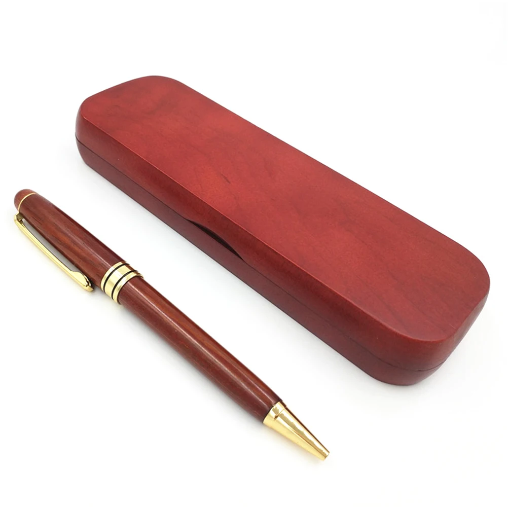 

Wooden Ballpoint Pen Set Vintage Handmade Red Sandalwood Pens Portable Lightweight For School Office Home Gift Kids Friends