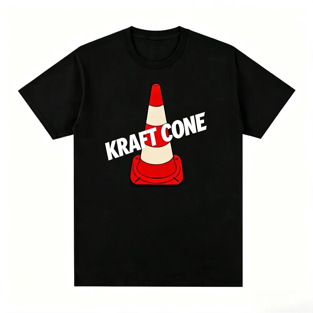 Striped Traffic Cone Graphic Men T-Shirt Soft Cotton Short Sleeve Hip Hop Street Style Daily Wear Tee