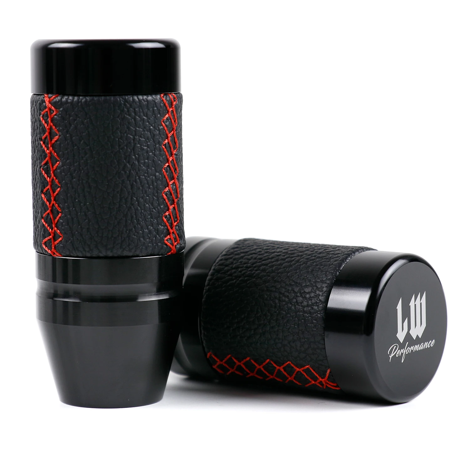 LW 85mm مقبض ناقل حركة السيارة الألومنيوم والجلود ناقل الحركة اليدوي عصا شيفتر رافعة #3