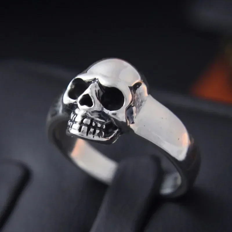 ZABRA Real 925 Sterling Silver Punk Skull Ring Men Vintage Rings For Men Women Lovers Fashion Cool Jewelry Anillos De Plata 925