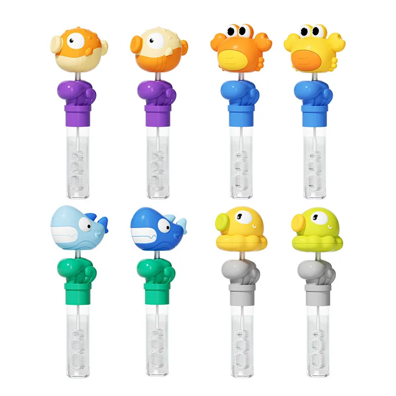 Grappige Blowfish Shark Bubble Tube Zeepfles Zeedieren Thema Kinderen Handheld Bubble Blowing Wand Jongens Meisjes Speelgoed Geschenken