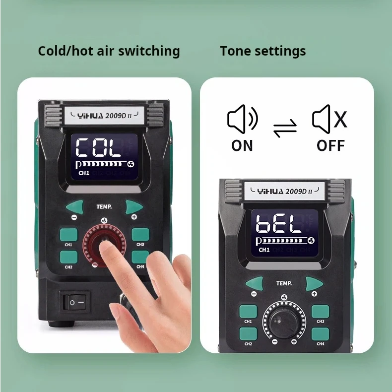 

YIHUA 2009D-II Hot Air Gun Station 700W with No-Air Protection & Temp Calibration for Electronics